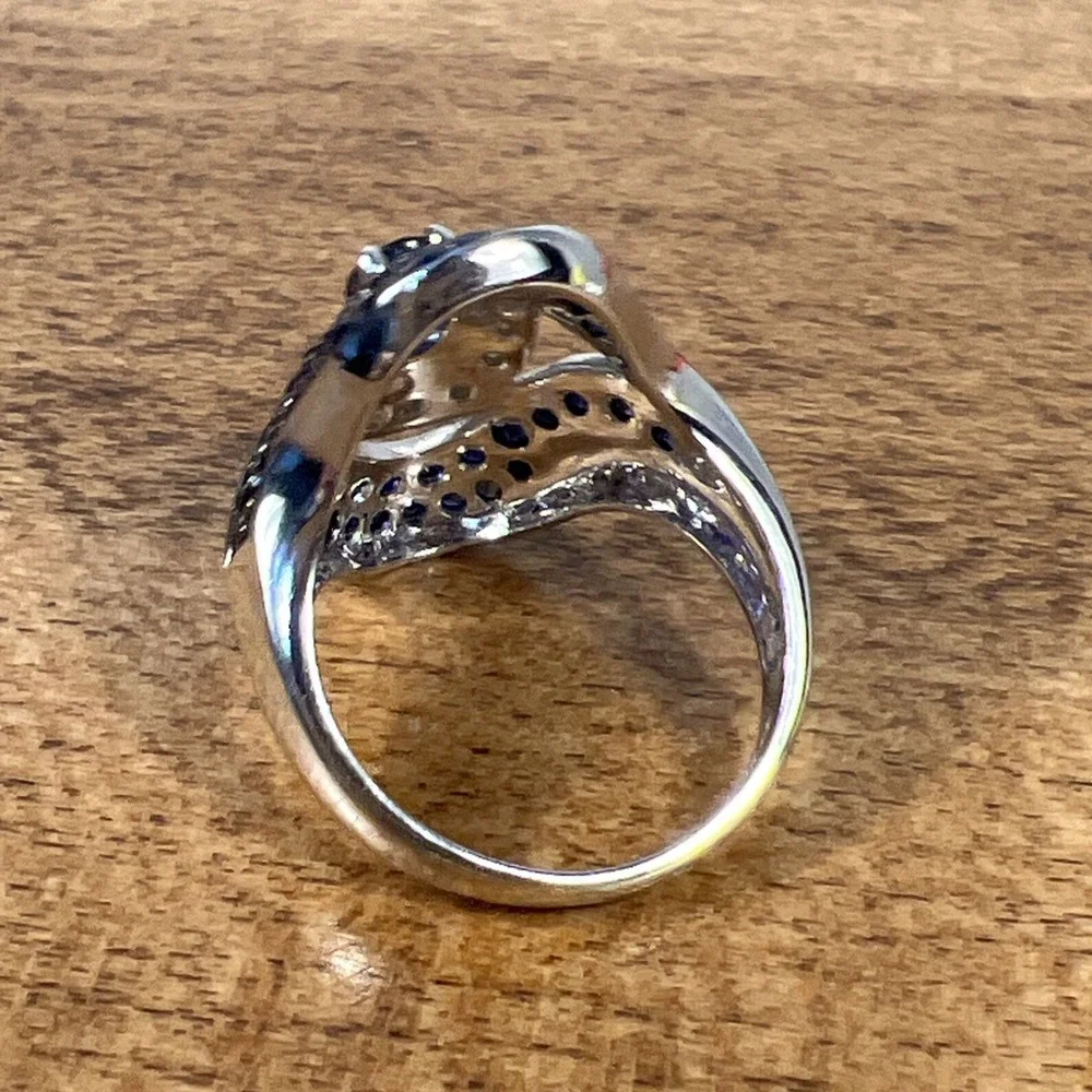 Clyde Duneier CID 14k gold Royal Blue Sapphire‎ & Diamond ring 5.7g Sz 6